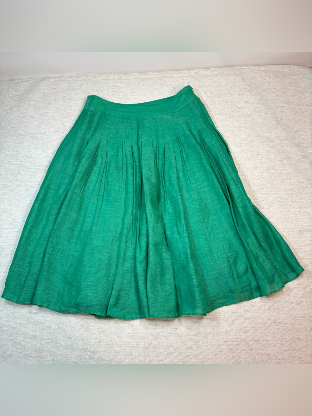 Banana Republic Women's 0 Silk Linen Pleated Skirt knee length a-line green